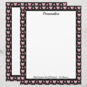 Pretty Pink Hearts on Black Personalized (正面/裏面)