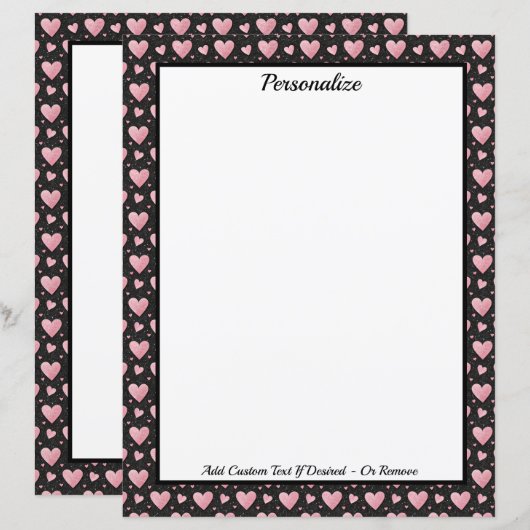 Pretty Pink Hearts on Black Personalized (正面/裏面)