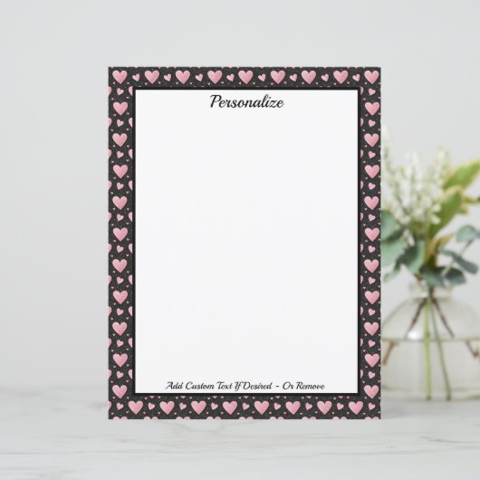 Pretty Pink Hearts on Black Personalized (スタンド正面)