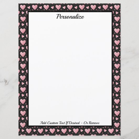 Pretty Pink Hearts on Black Personalized (正面)