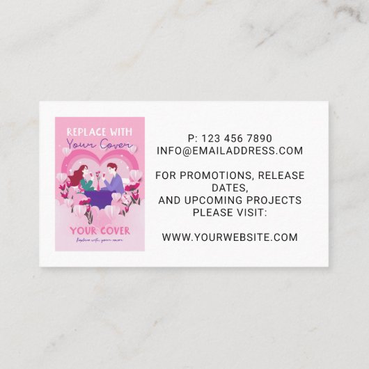 Pretty Pink Hearts Romance Author Writer 名刺 (裏面)