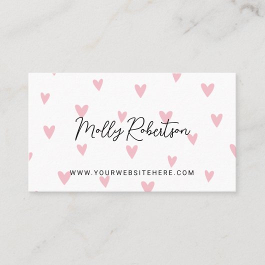 Pretty Pink Hearts Romance Author Writer 名刺 (正面)