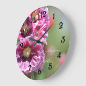 Pretty Pink Hollyhock Flowers Photography   ラージ壁時計 (傾斜)