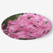 Pretty Pink Hyacinths Floral Paper Plates ペーパープレート (アングル)