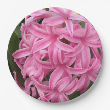Pretty Pink Hyacinths Floral Paper Plates