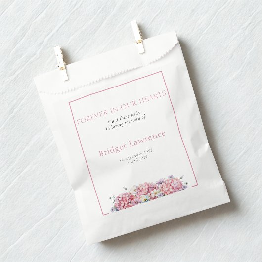 Pretty Pink Hydrangea Funeral Seed Packet フェイバーバッグ