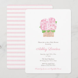 Pretty Pink Hydrangea Girl Baby Shower 招待状