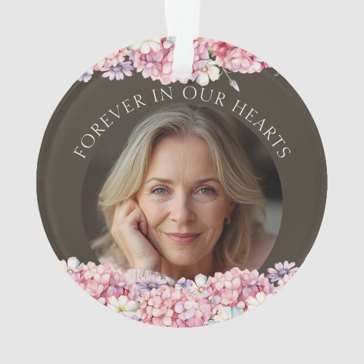 Pretty Pink Hydrangea Remembrance Memorial オーナメント (裏面)