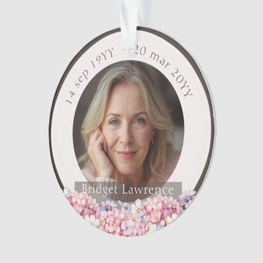 Pretty Pink Hydrangea Remembrance Memorial オーナメント (正面)