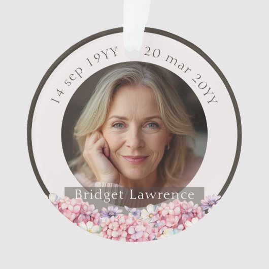 Pretty Pink Hydrangea Remembrance Memorial オーナメント (正面)