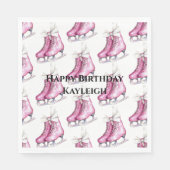 Pretty Pink Ice Skates Birthday スタンダードランチョンナプキン (正面)
