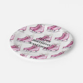 Pretty Pink Ice Skates Birthday ペーパープレート (アングル)