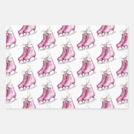 Pretty Pink Ice Skates Birthday ラッピングペーパーシート