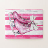 Pretty Pink Ice Skates Christmas ジグソーパズル (横)