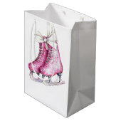 Pretty Pink Ice Skates Christmas ミディアムペーパーバッグ (裏面アングル)
