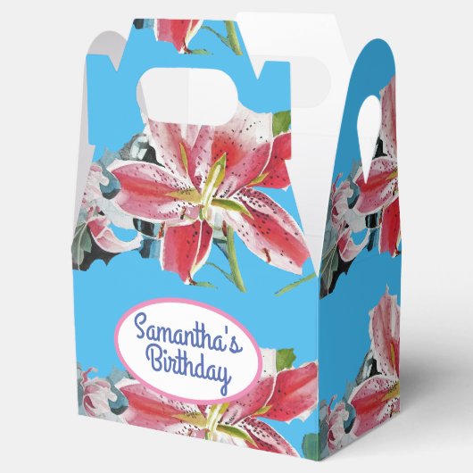 Pretty Pink Lilyの花のウェディングケーキお土産ボックス フェイバーボックス (オープン)