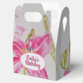 Pretty Pink Lily フローラル ウェディング ケーキ フェイバー ボックス (オープン)