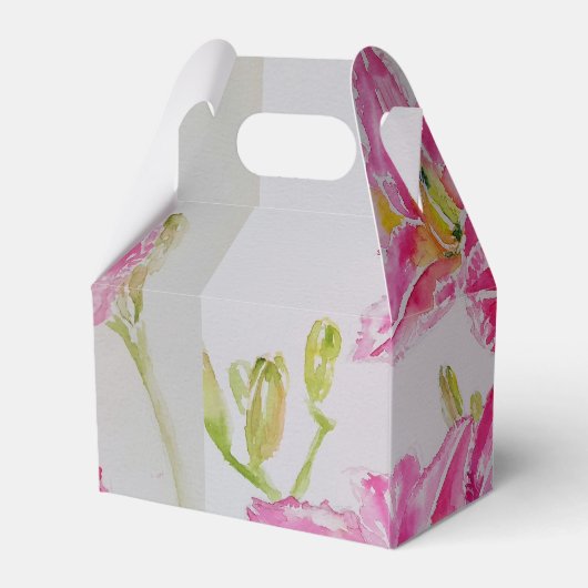 Pretty Pink Lily 花のウェディングケーキ ファヴォリーボックス フェイバーボックス (裏面サイド)