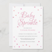 Pretty Pink Love Hearts Baby Sprinkle Shower 招待状 (正面)