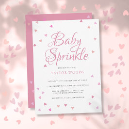 Pretty Pink Love Hearts Baby Sprinkle Shower 招待状