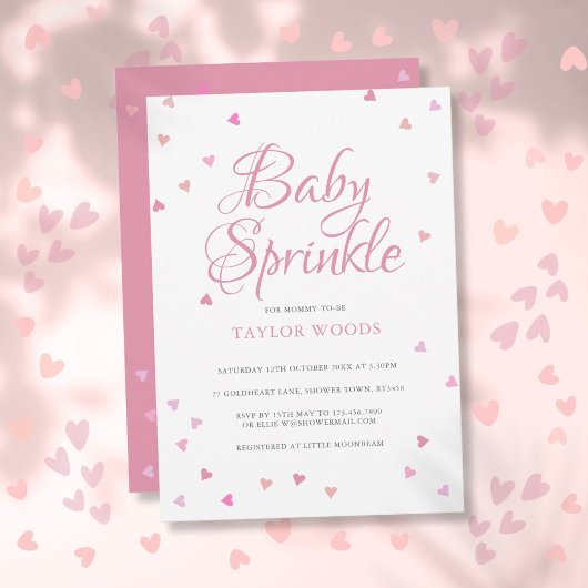 Pretty Pink Love Hearts Baby Sprinkle Shower 招待状