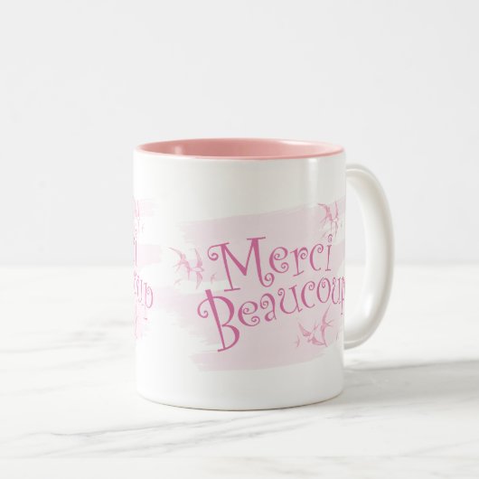 Pretty Pink "Merci Beaucoup" Thank You Gift Mug ツートーンマグカップ (正面右)
