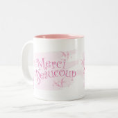 Pretty Pink "Merci Beaucoup" Thank You Gift Mug ツートーンマグカップ (正面左)