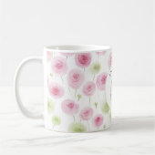 Pretty Pink Mint Ranunculus Horse コーヒーマグカップ (左)