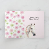 Pretty Pink Mint Ranunculus Horse Birthday カード (内部)