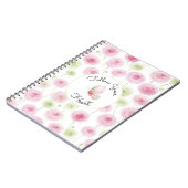 Pretty Pink Mint Ranunculus Quote ノートブック (左側)