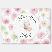 Pretty Pink Mint Ranunculus Quote マグネット (正面)