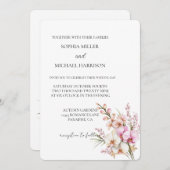 Pretty Pink Orchid Floral Wedding 招待状 (正面/裏面)