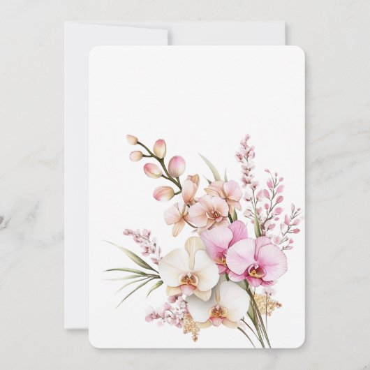 Pretty Pink Orchid Floral Wedding 招待状 (裏面)