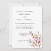Pretty Pink Orchid Floral Wedding 招待状 (正面)