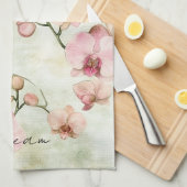 Pretty Pink Orchids キッチンタオル (四つ折り)