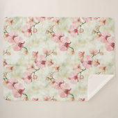 Pretty Pink Orchids シェルパブランケット (正面(横))