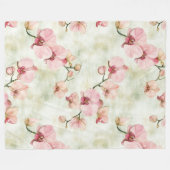 Pretty Pink Orchids フリースブランケット (正面(横))