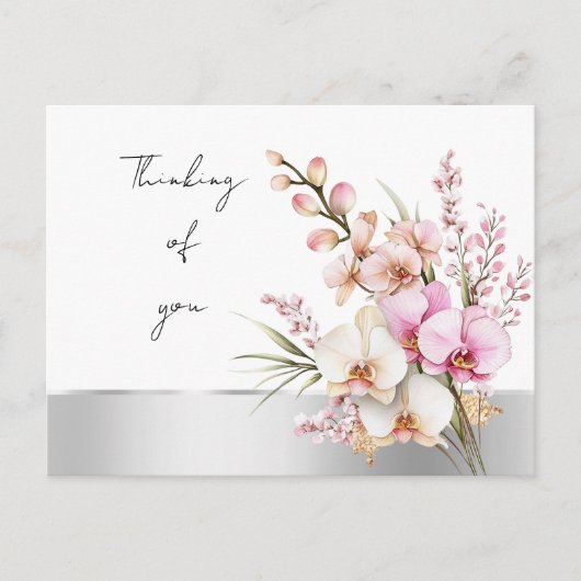 Pretty Pink Orchids Thinking of you ポストカード (正面)