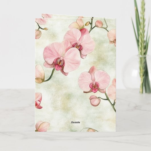 Pretty Pink Orchids Wedding カード (裏面)