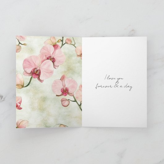Pretty Pink Orchids Wedding カード (内部)