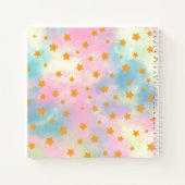 Pretty Pink Pastel with Gold Stars Monogram Square ノートブック (裏面)