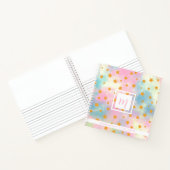 Pretty Pink Pastel with Gold Stars Monogram Square ノートブック (内部)