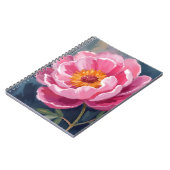 Pretty Pink Peony | 水彩画の花 ノートブック (左側)