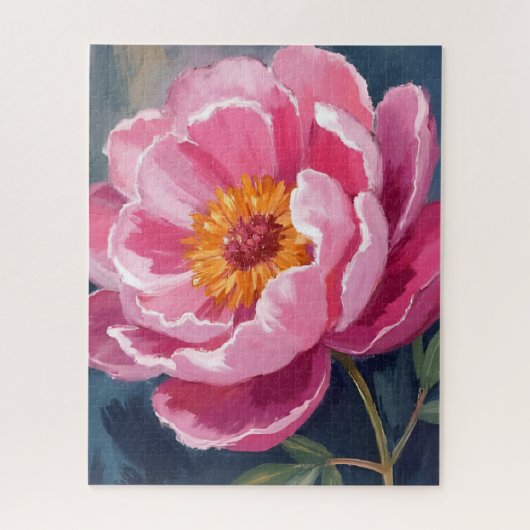Pretty Pink Peony | 水彩花の絵 ジグソーパズル (縦)