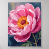 Pretty Pink Peony | Flower Painting Watercolor ポスター (正面)