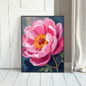Pretty Pink Peony | Flower Painting Watercolor ポスター