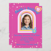 Pretty Pink Picture Birthday 招待状 (正面/裏面)