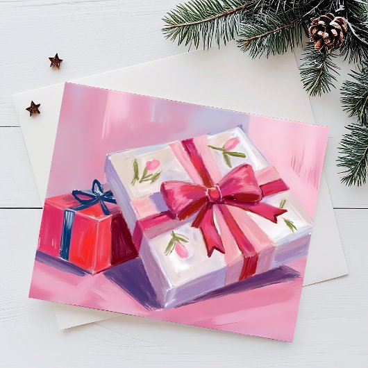 Pretty Pink Presents | Gift Celebration Painting シーズンポストカード