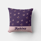 Pretty Pink Purple Satin Butterfly Pattern Animals クッション (正面)