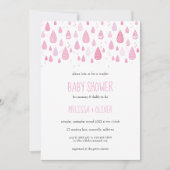 Pretty Pink Raindrops Couples Baby Shower 招待状 (正面)
